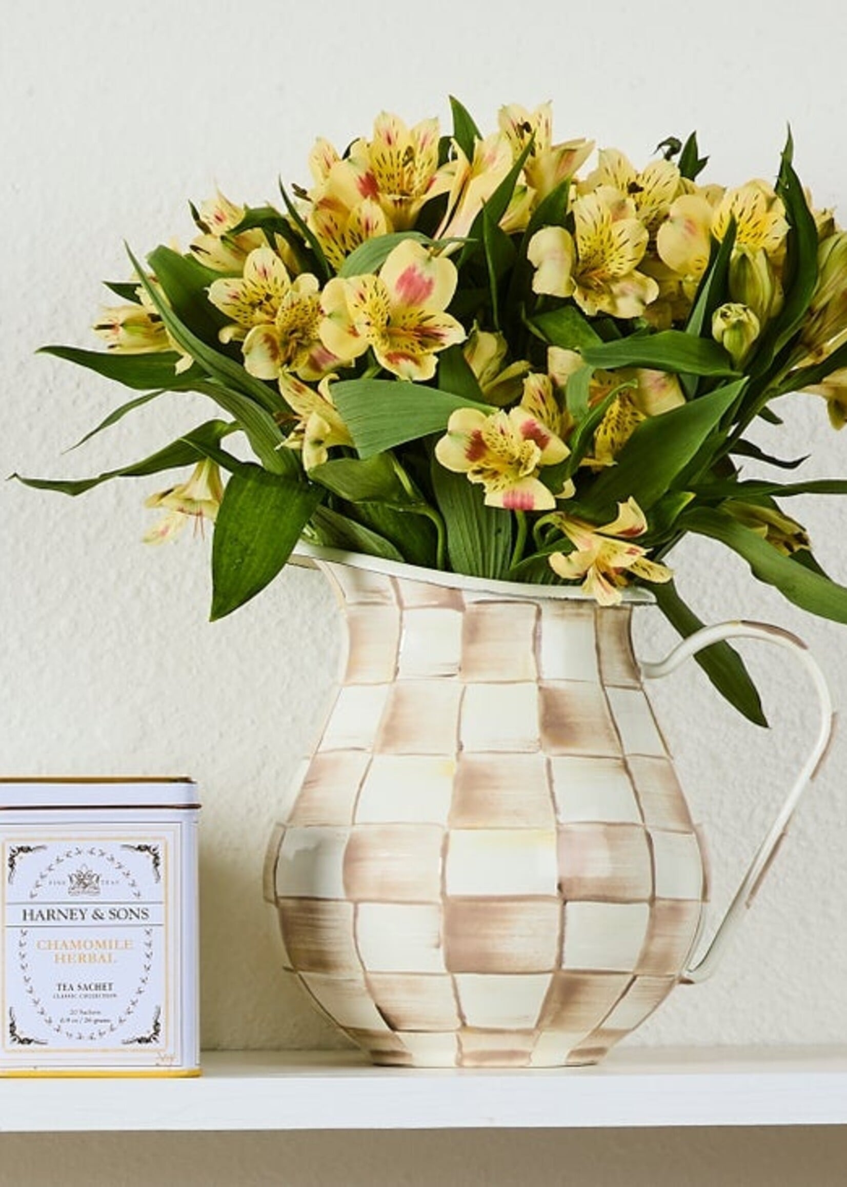 Mackenzie-Childs Mocha Check Pitcher