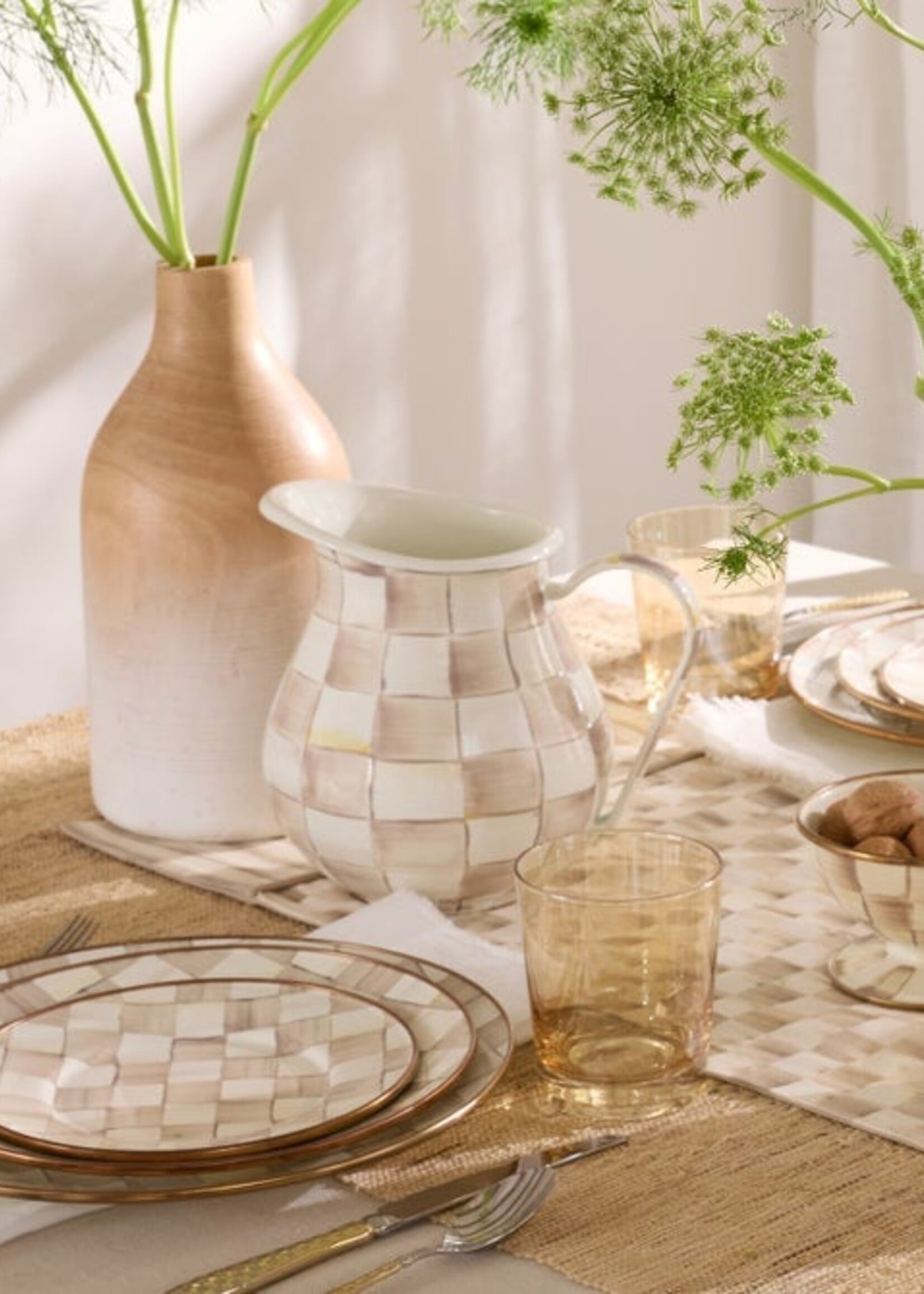 Mackenzie-Childs Mocha Check Pitcher