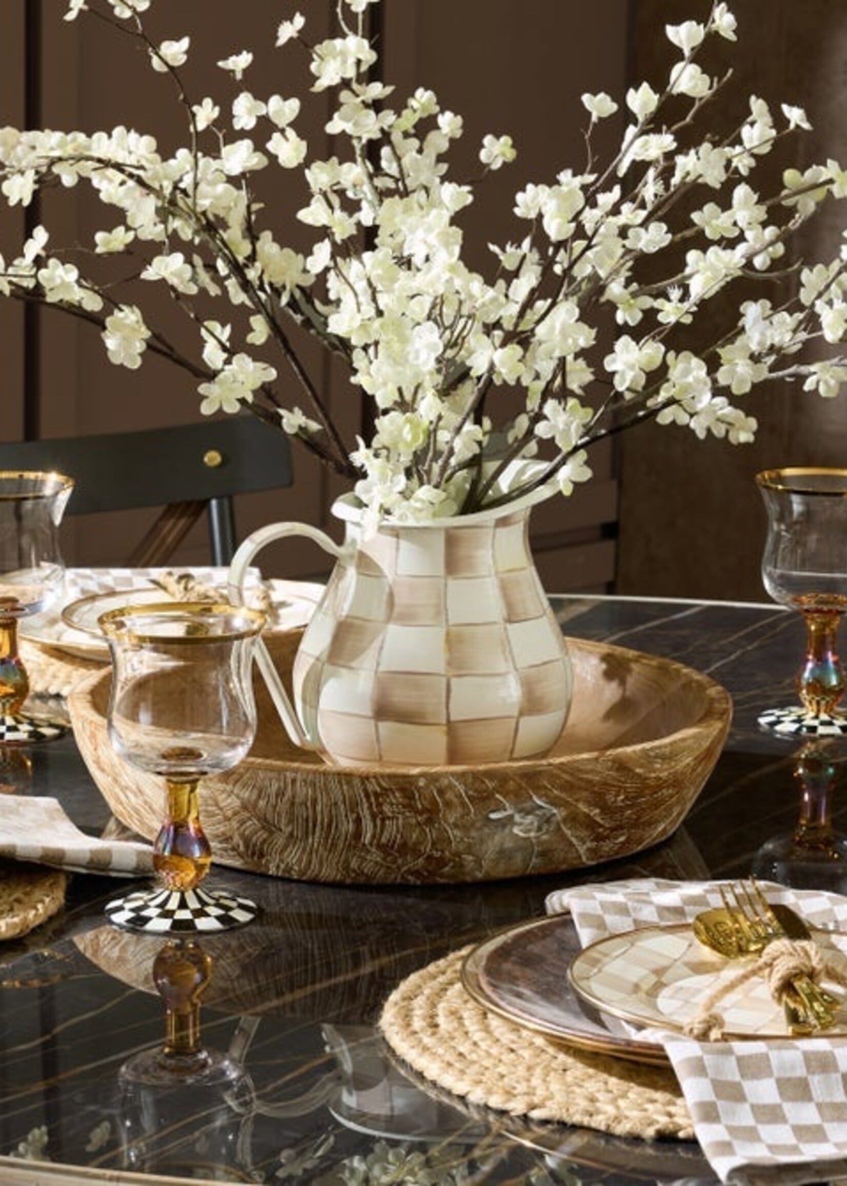 Mackenzie-Childs Mocha Check Pitcher