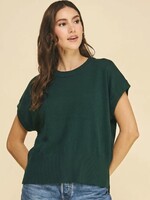 Pinch Forest Green Cap Sleeve Knit Top