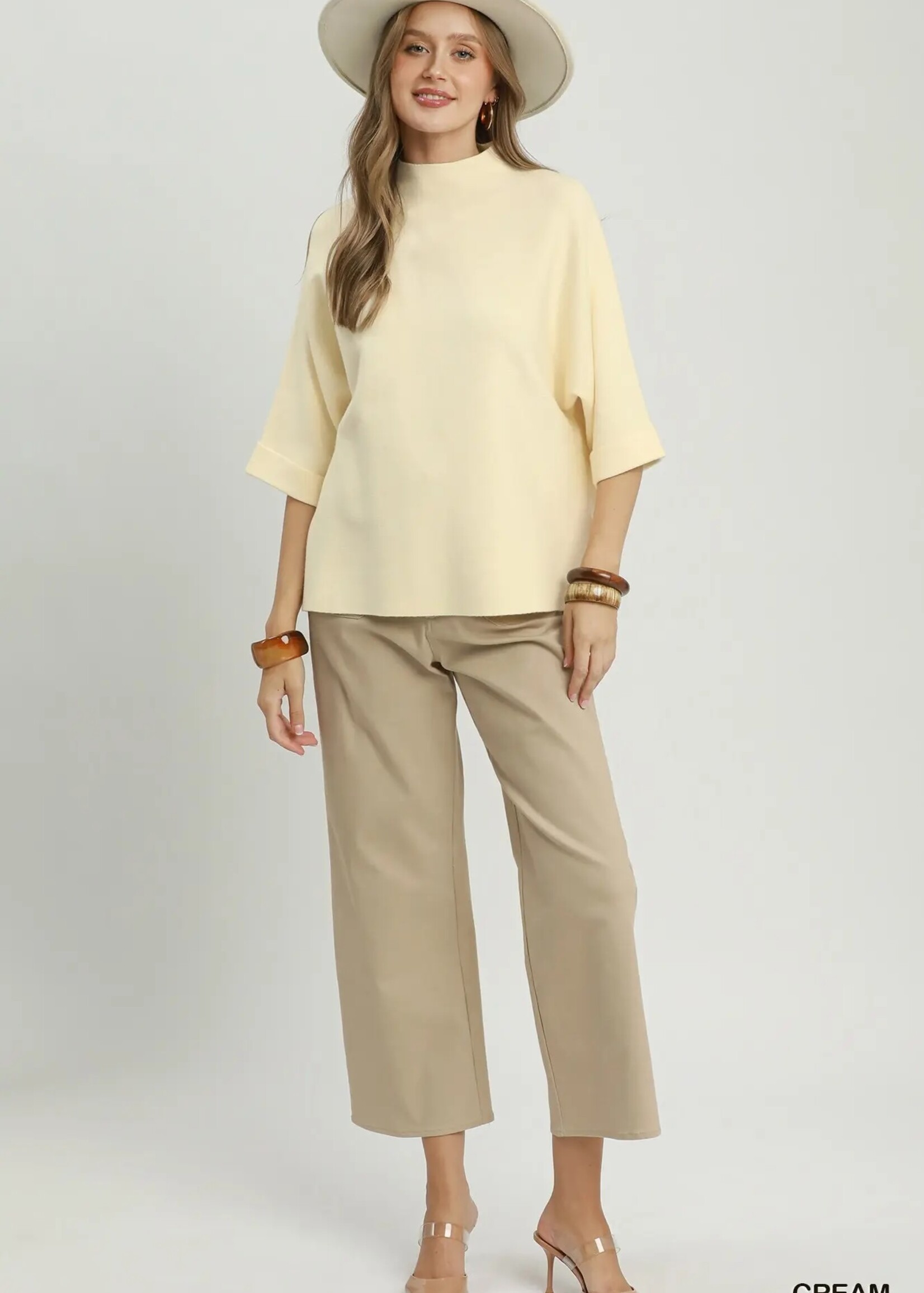 Umgee Mock Neck Dolman Sleeve Sweater