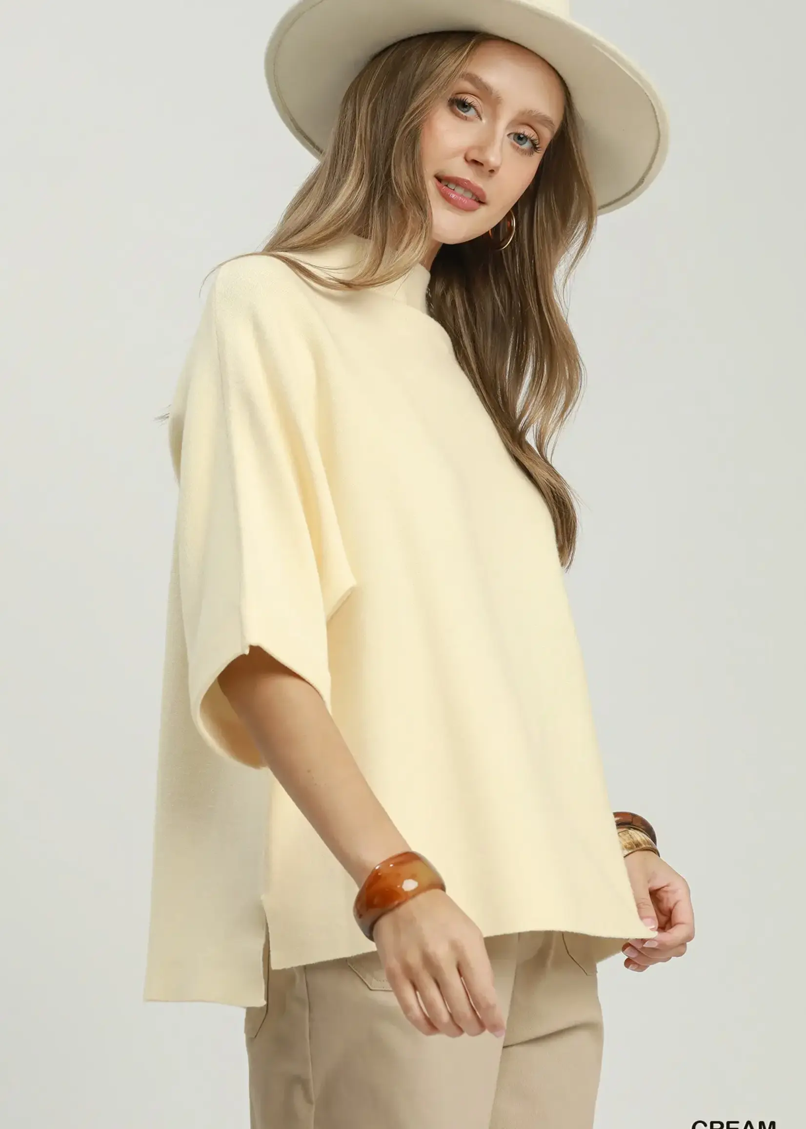Umgee Mock Neck Dolman Sleeve Sweater