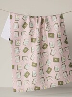 geometry Flower Tiles Tea Towel - Pink