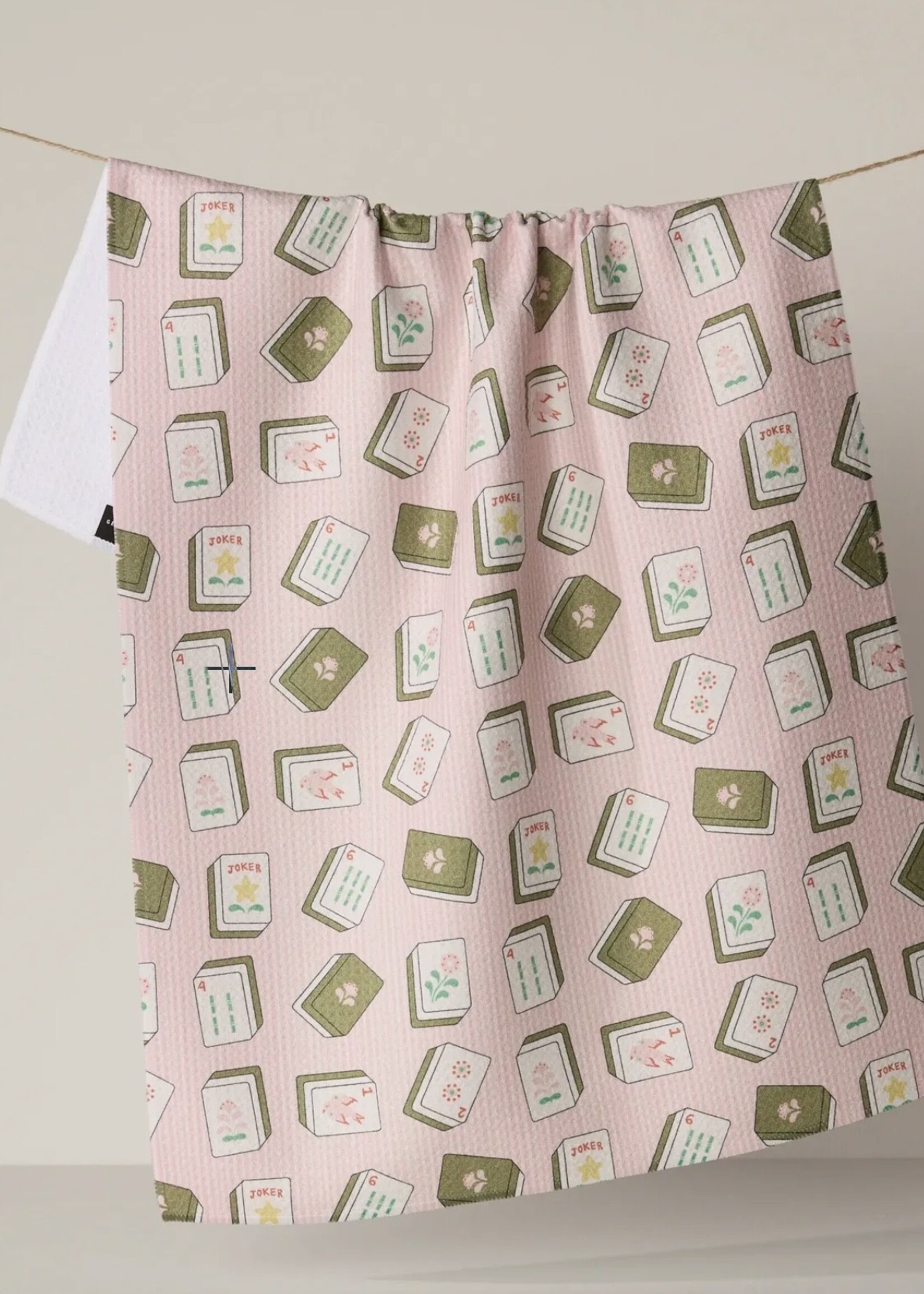 geometry Flower Tiles Tea Towel - Pink