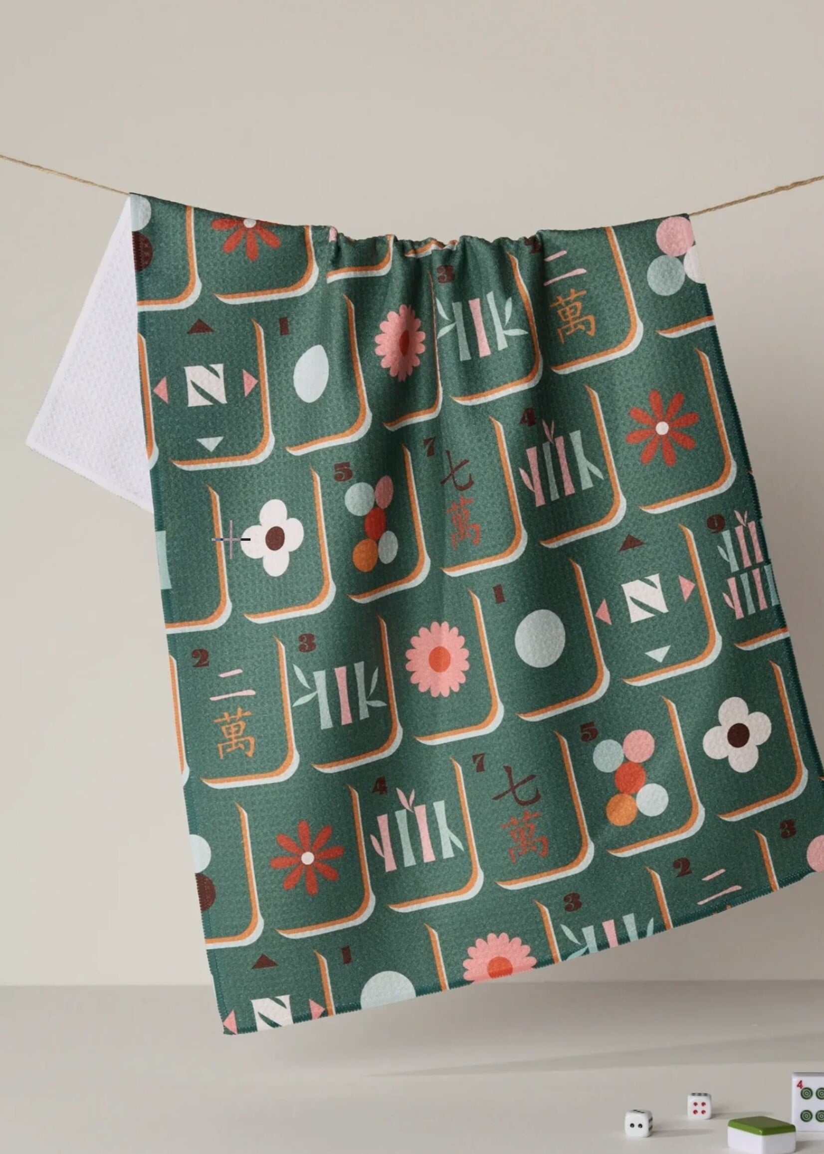 geometry Moss Tile Toss Tea Towel