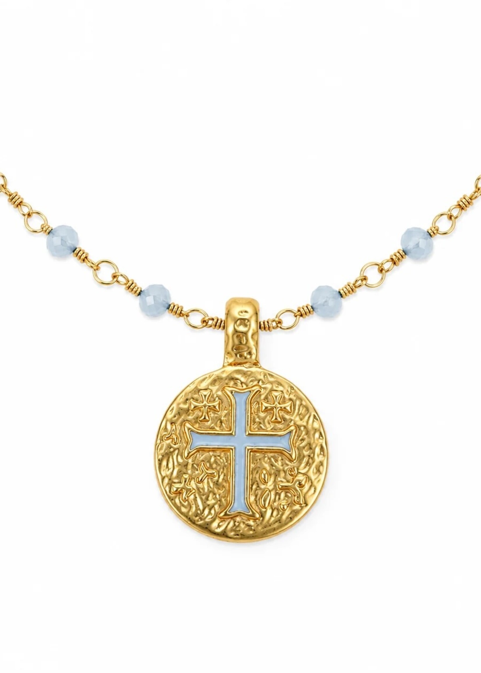 erin gray Coin on Natural Angelite Stone Necklace