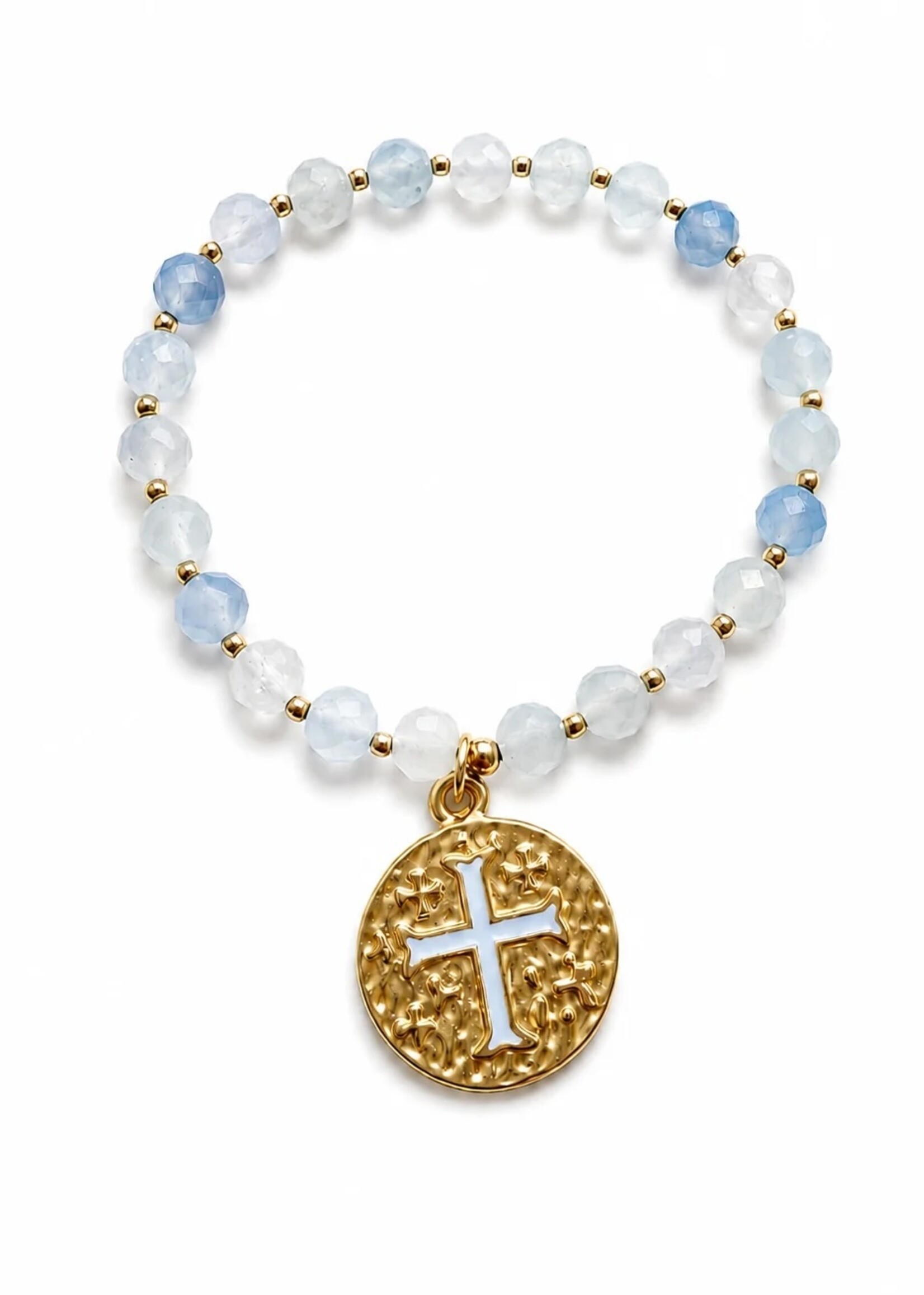 erin gray Coin Bracelet on Natural Angelite Stone