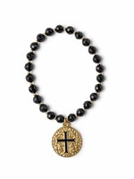 erin gray Coin on Natural Hematite Stone Necklace