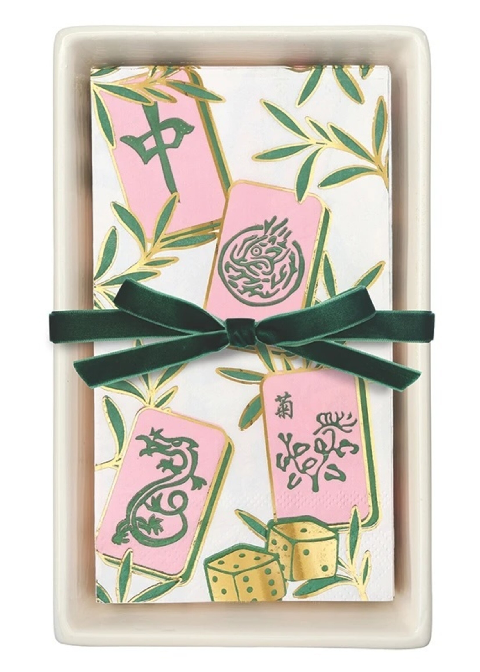 Santa Barbara Design Studio Mahjong Tiles Paper Guest Napkins with Tray