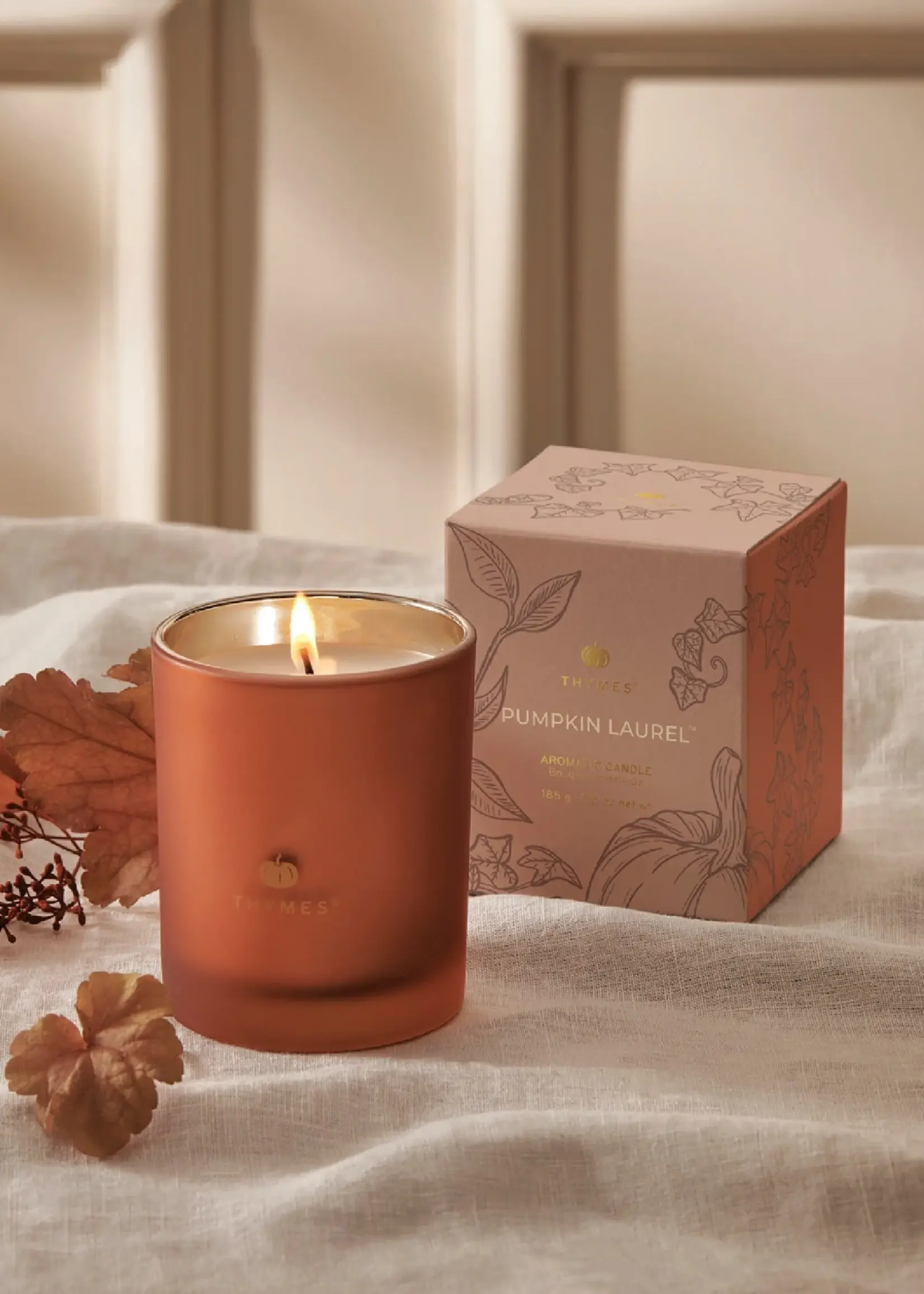 Thymes Pumpkin Laurel 6.5 oz Boxed Candle