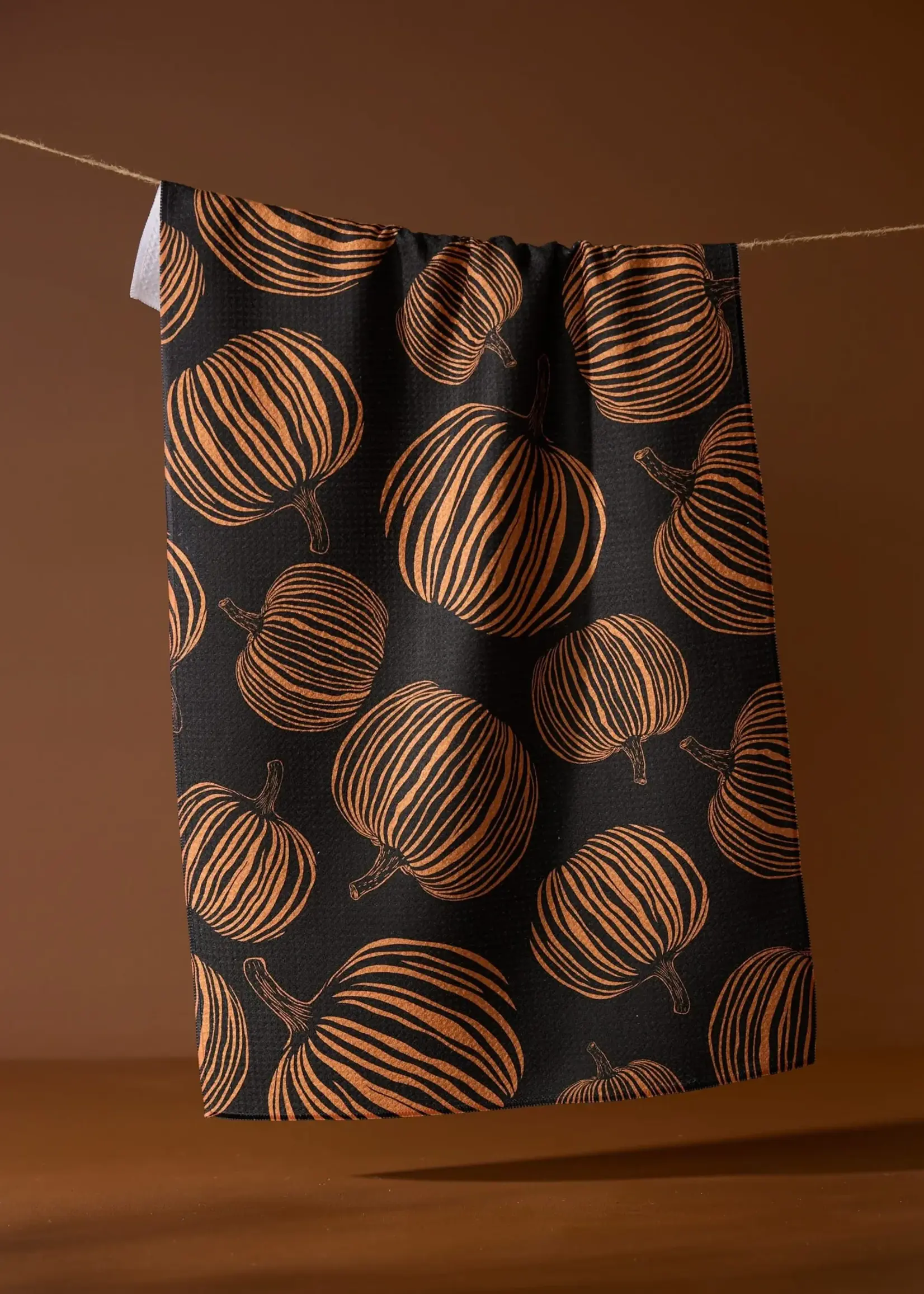 geometry Pumpkin Noir Tea Towel