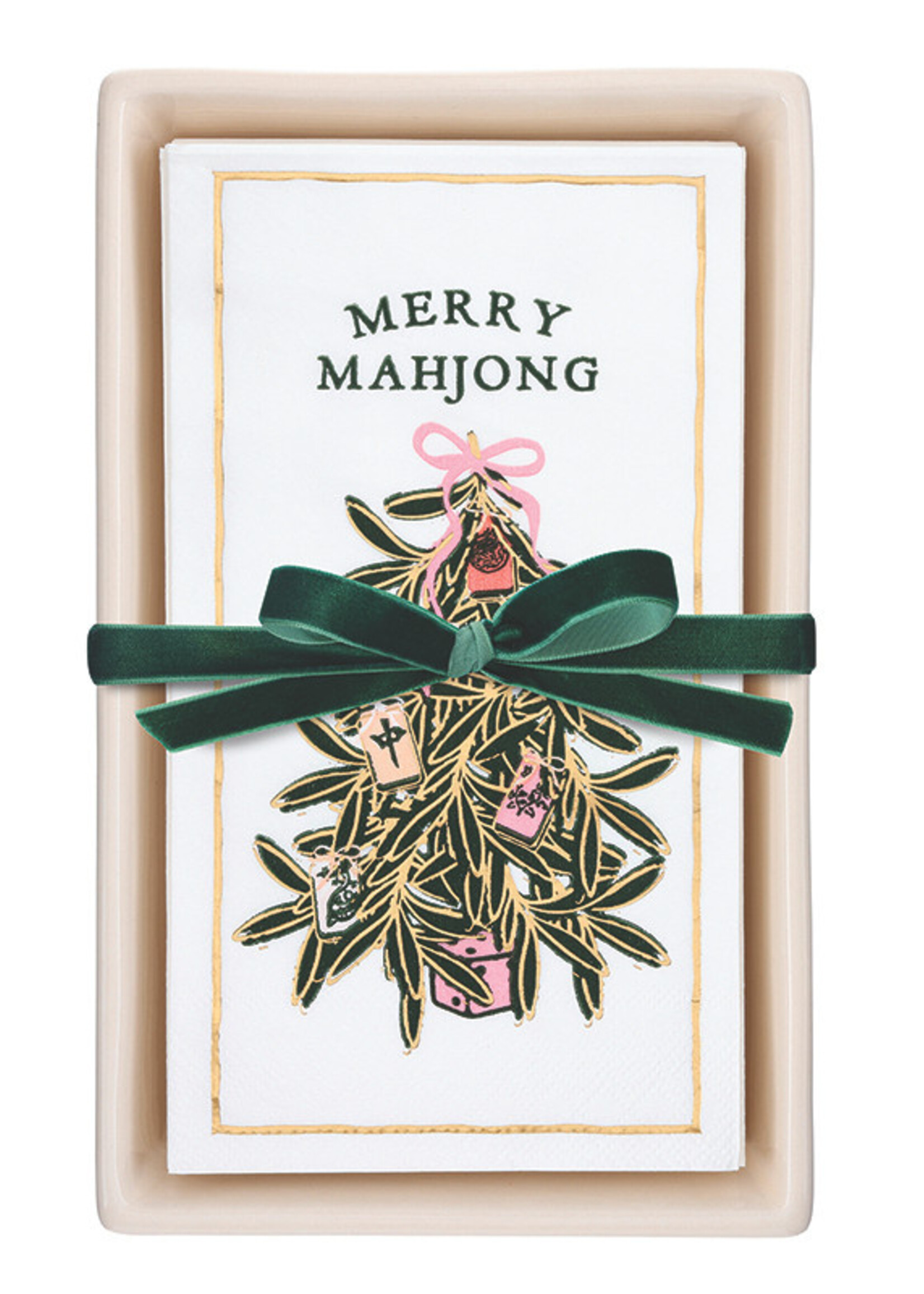 Santa Barbara Design Studio Merry Mahjong Paper Guest Napkins with Tray