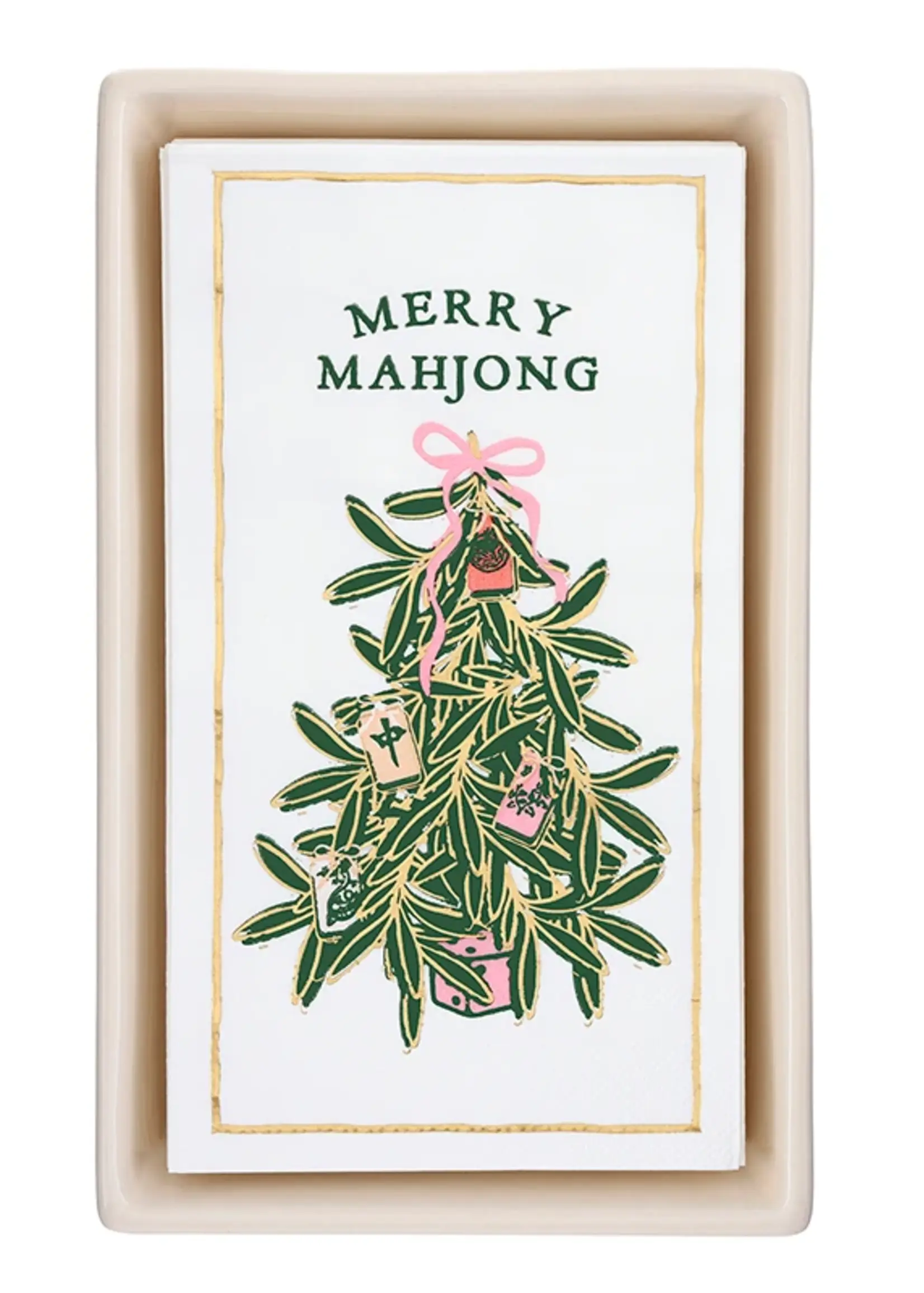 Santa Barbara Design Studio Merry Mahjong Paper Guest Napkins with Tray