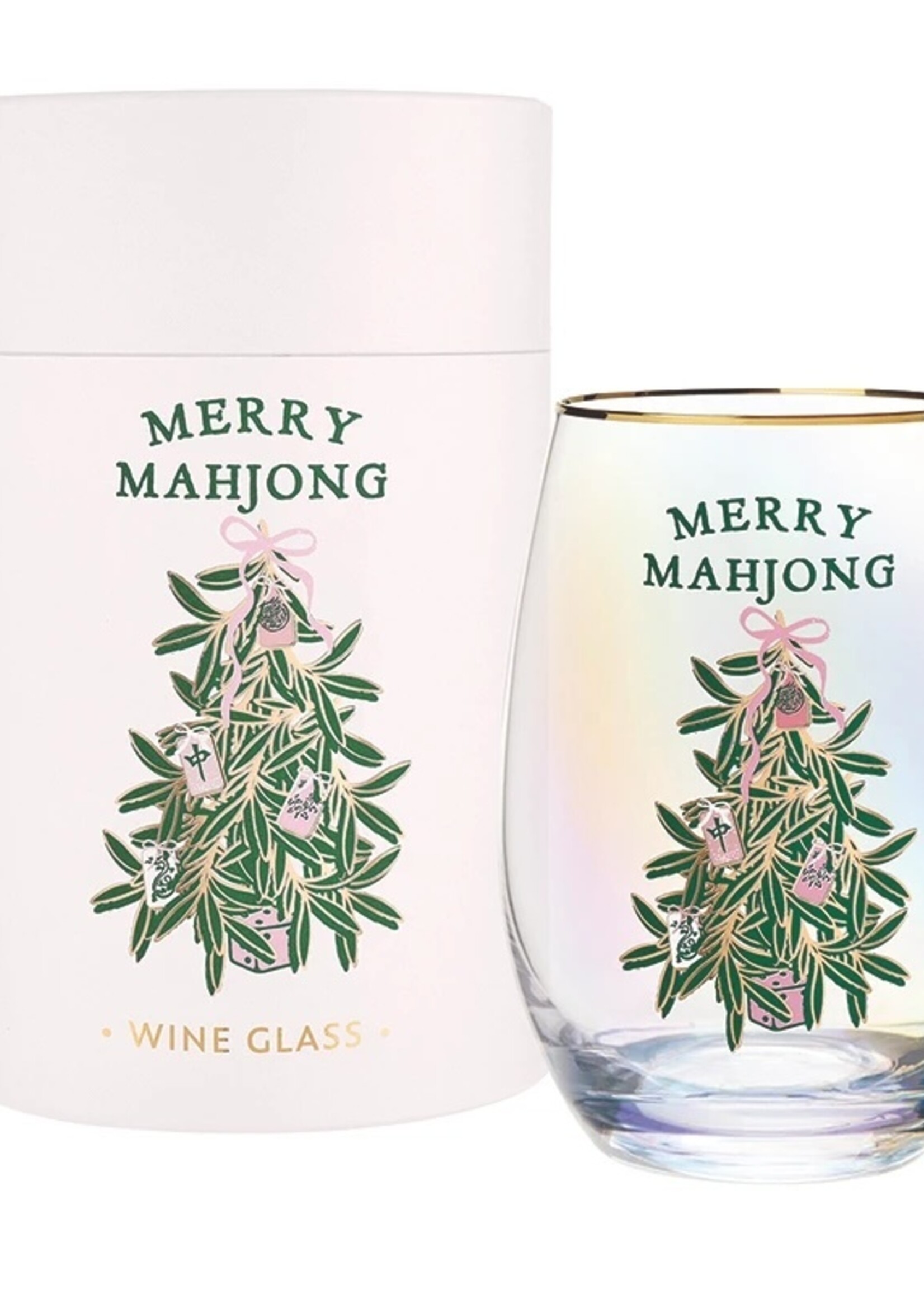Santa Barbara Design Studio Merry Mahjong Stemless Wine Glass