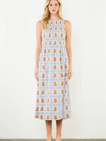 THML Sleeveless Smocked Midi Dress Blue