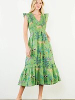 THML Flutter Sleeve Animal Print Maxi Dress
