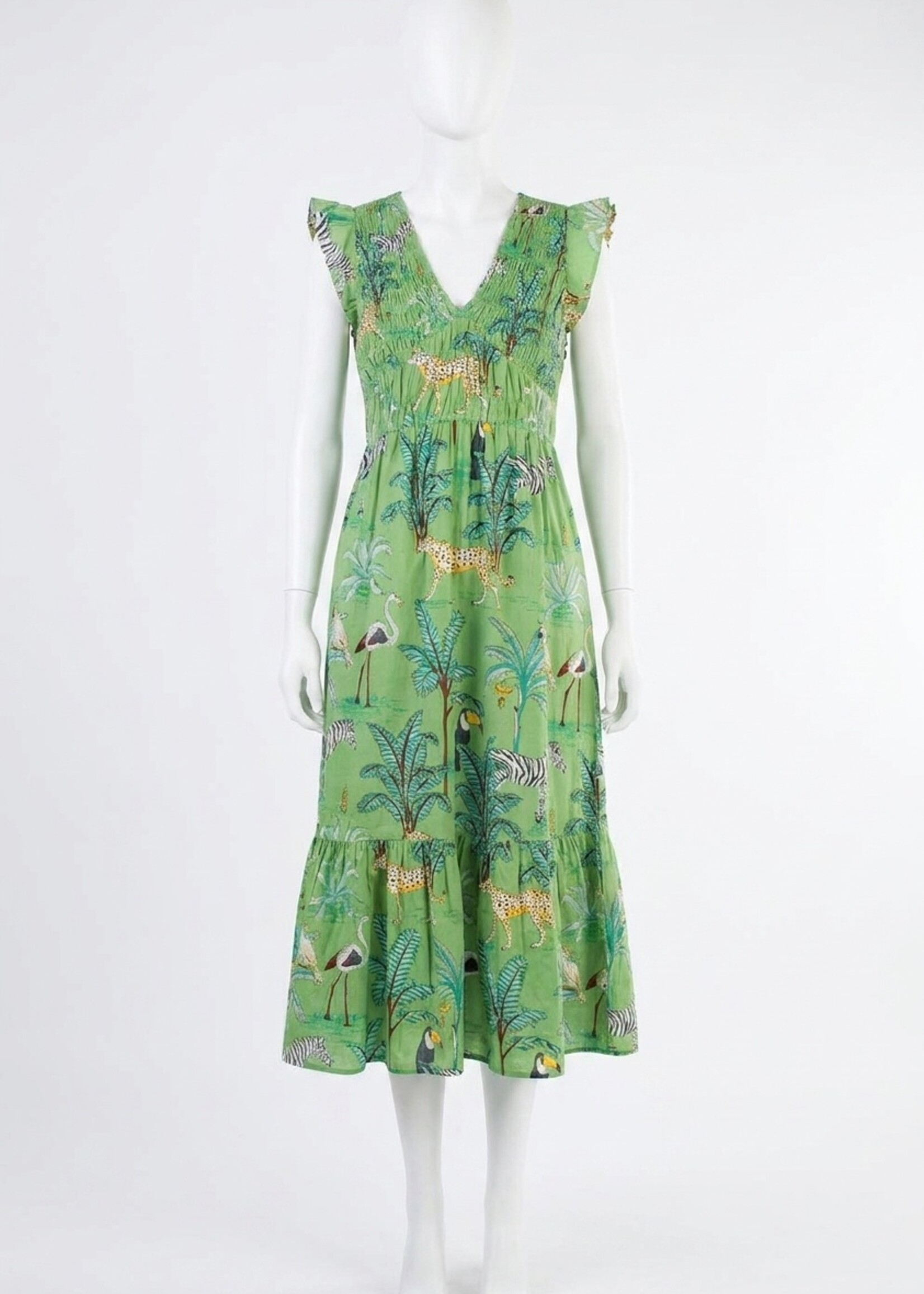 THML Flutter Sleeve Animal Print Maxi Dress