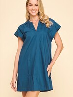 Pinch V-Neck Tunic Mini Dress