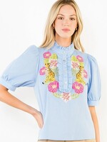 THML Embroidered Tops with ruffled details