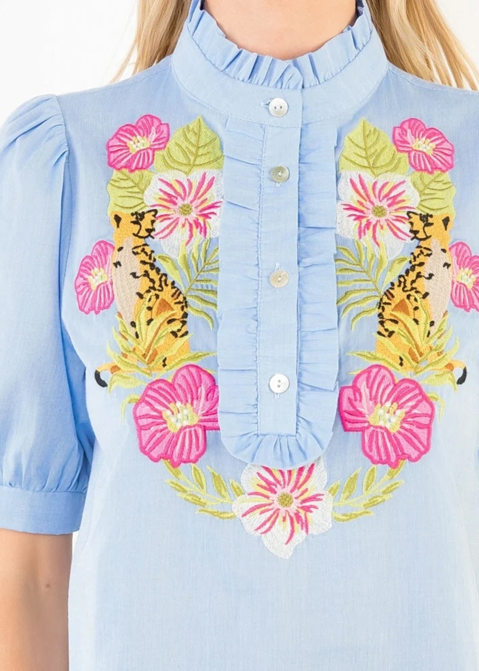 THML Embroidered Tops with ruffled details