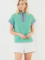 THML Short Sleeve Gingham Patterned Top