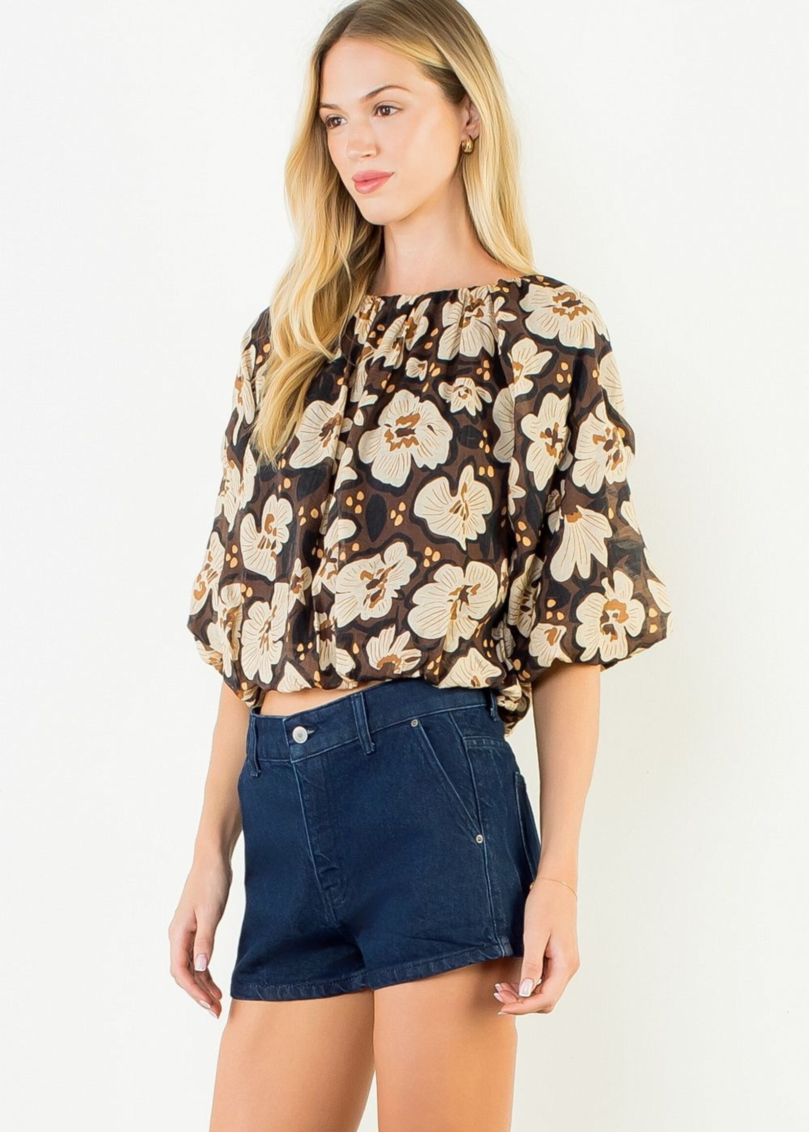 THML THML Patterned Cinch Waist Top