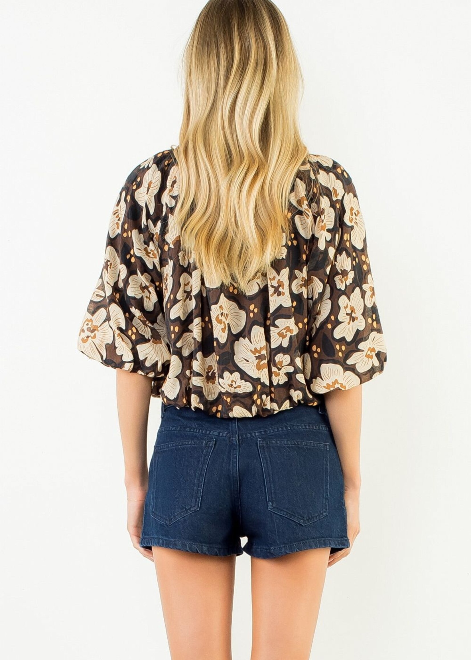 THML THML Patterned Cinch Waist Top