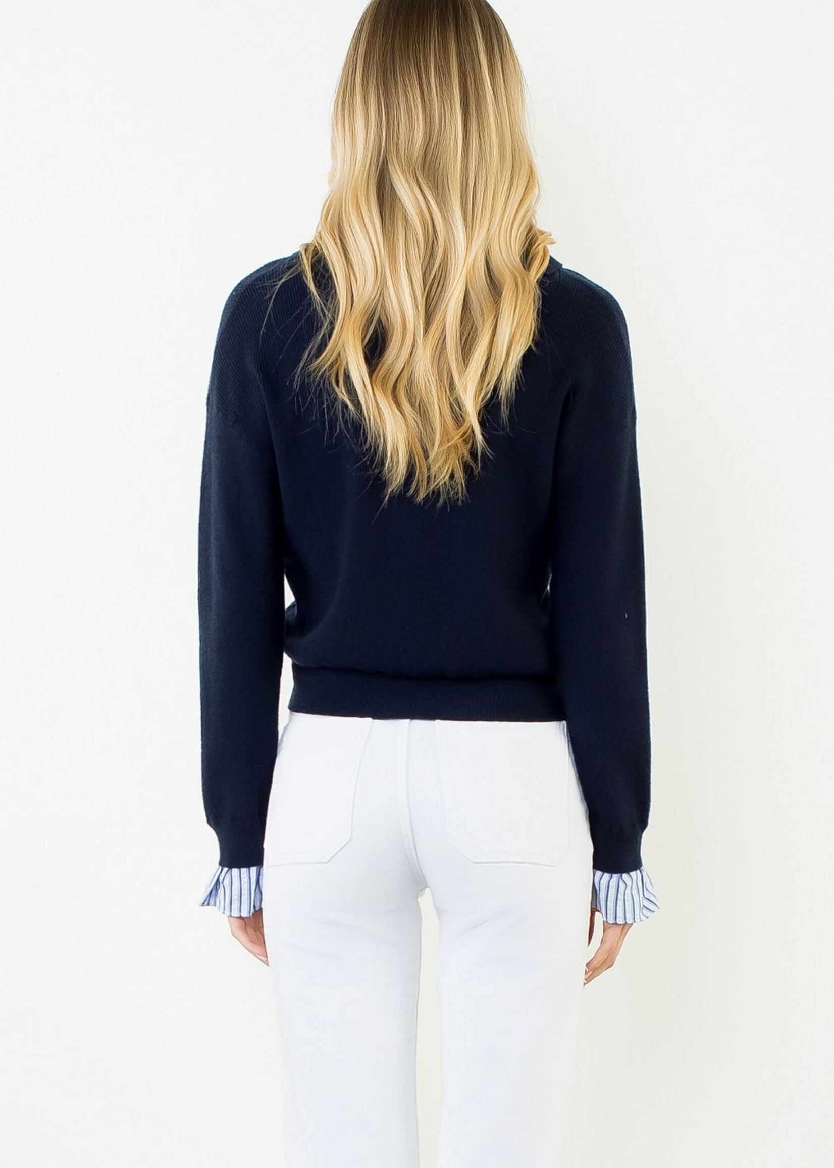 THML Collar Knitted V-Neck Top