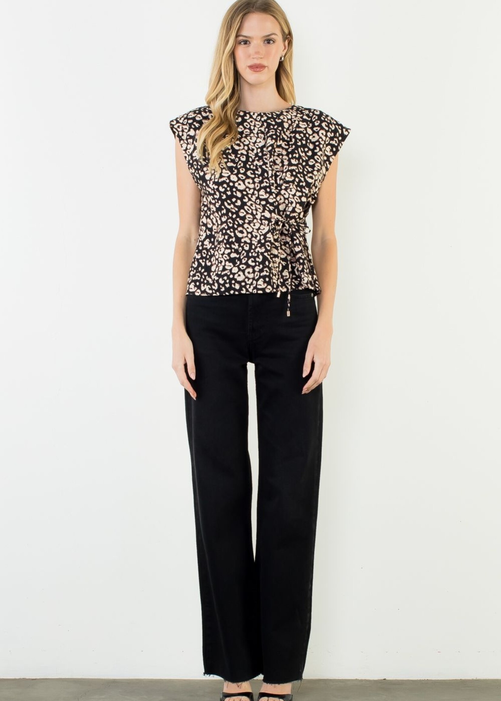 THML Animal Print Top with Tie String