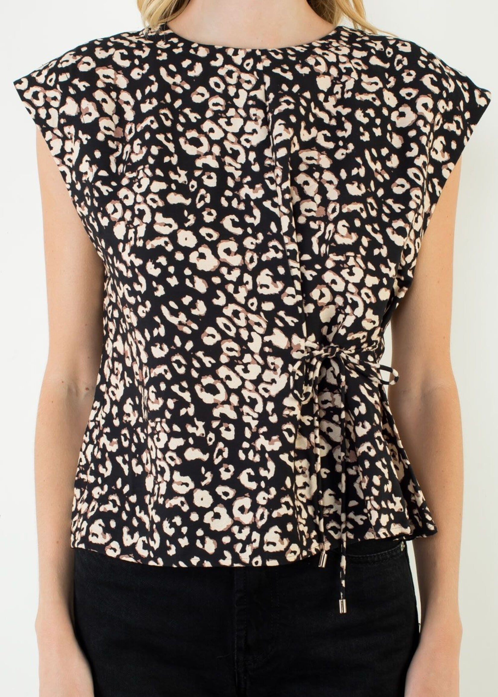 THML Animal Print Top with Tie String