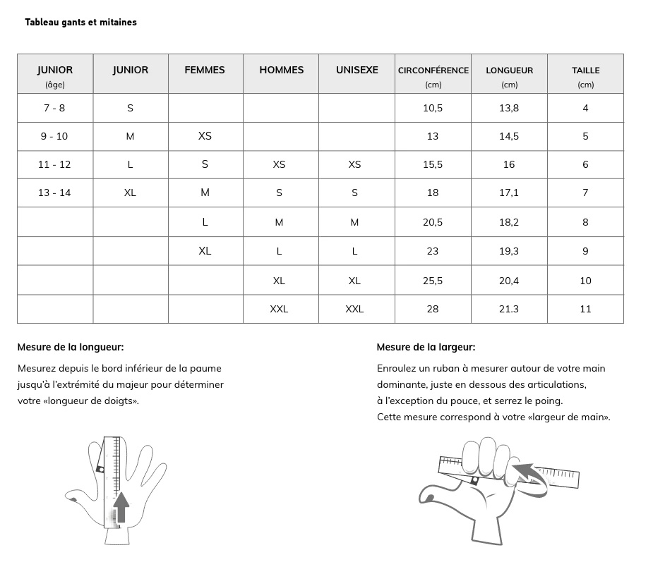 Swix Glove Size Chart