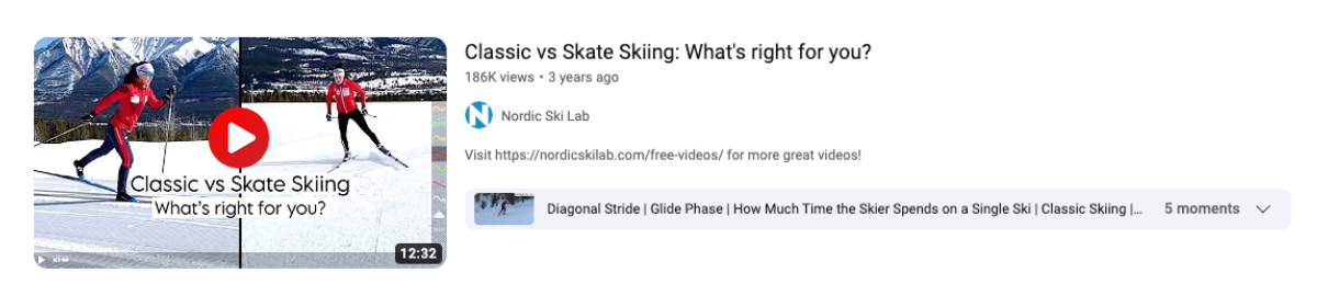 Link to YouTube Video Showing difference between skate and classic skiing