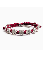 MY SAINT MY HERO BENEDICTINE BLESSING BRACELET - SILVER/MERLOT