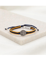 MY SAINT MY HERO SCHOOL BLESSING BRACELET 1 MEDAL [1] - MAIZE YELLOW/NAVY/SILVER