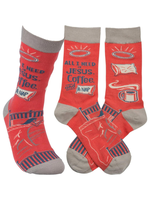 PRIMITIVES BY KATHY SOCKS - ALL I NEED IS JESUS, COFFEE, AND NAPS