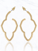 MOROCCAN SHAPE OPEN END HOOP EARRINGS