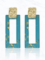 CUT OUT RECTANGLE ACETATE HAMMERED DANGLE EARRINGS