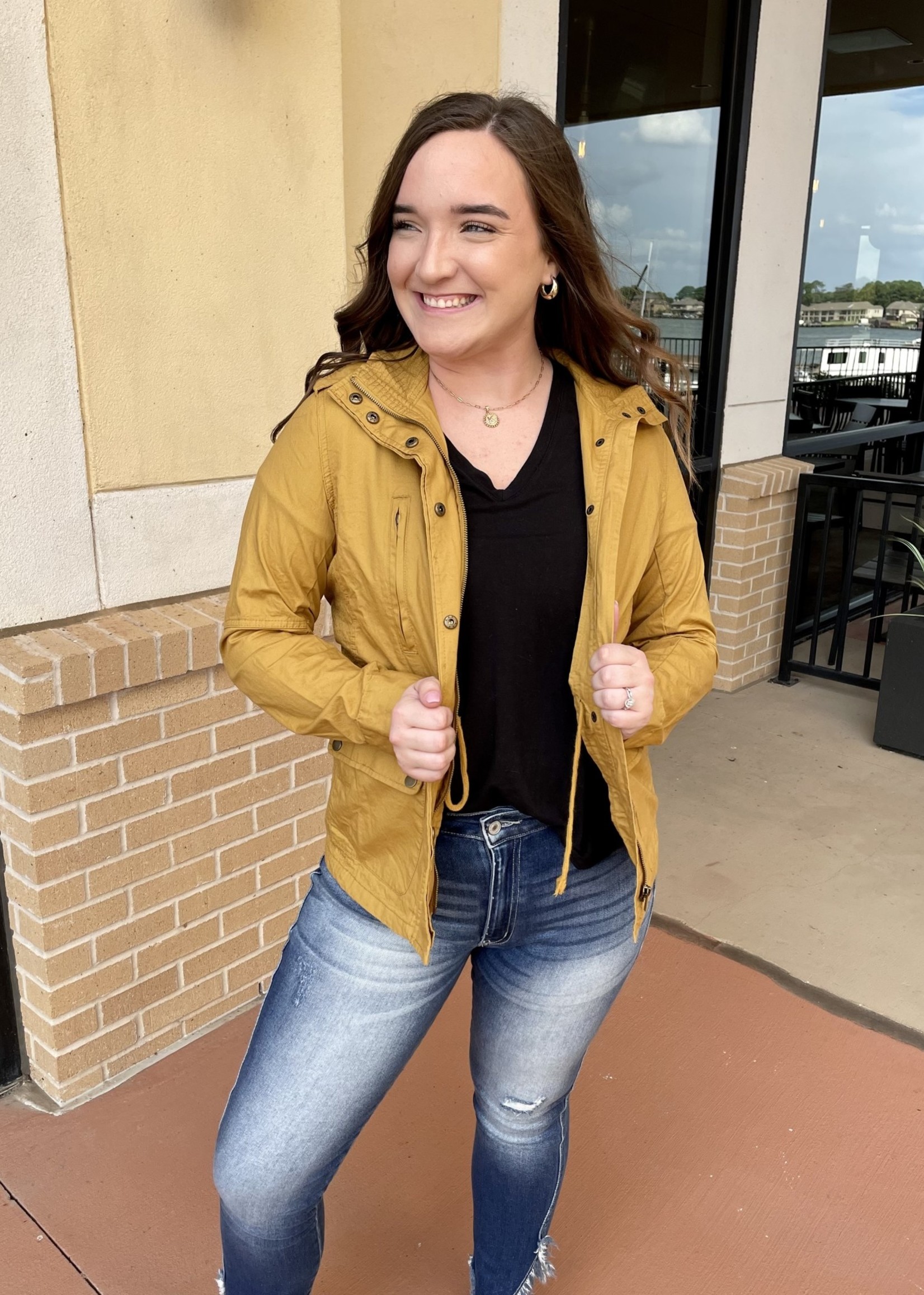 POCKET DETAIL UTILITY JACKET - MUSTARD 