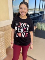 JOY, PEACE, LOVE T-SHIRT - BLACK