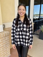 HILLARY PLAID TOP - BLACK/IVORY
