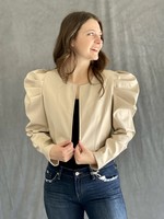 HALYN FAUX LEATHER JACKET - ECRU