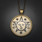 Lunar Magic Talisman in Antique Brass with Glass Cabochon