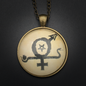 Lust Talisman in Antique Brass with Glass Cabochon