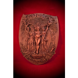 Maiden Mother Crone Triple Goddess Plaque in Wood Finish