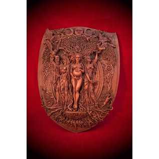 Maiden Mother Crone Triple Goddess Plaque in Wood Finish