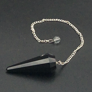 Black Tourmaline 12 Faceted Pendulum