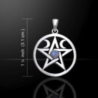 Pentacle with Moons and Rainbow Moonstone