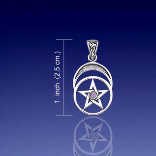 Pentacle and Moon with Amethyst