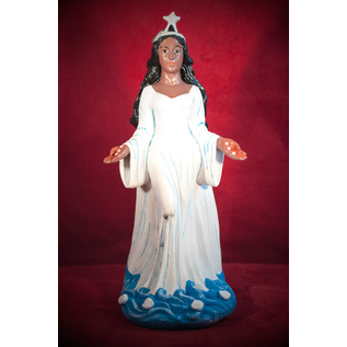 Handpainted Yemaya Dark Skin Statue - 8 Inches Tall