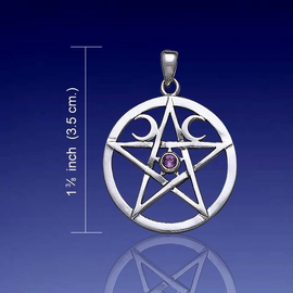 Pentacle with Moons and Amethyst